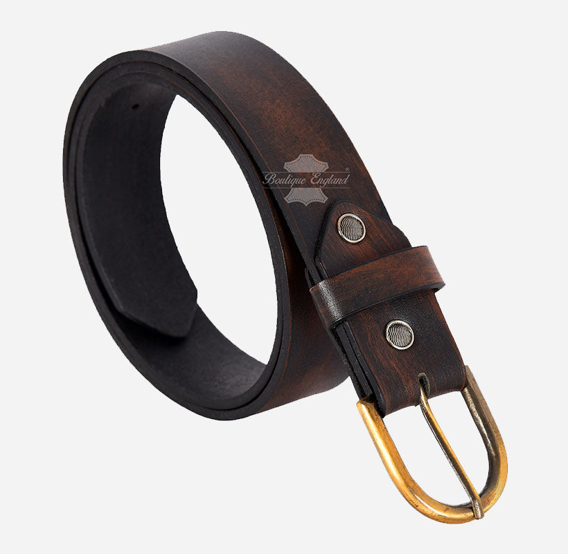 Men's Vintage Buckle Waxed Leather Belt