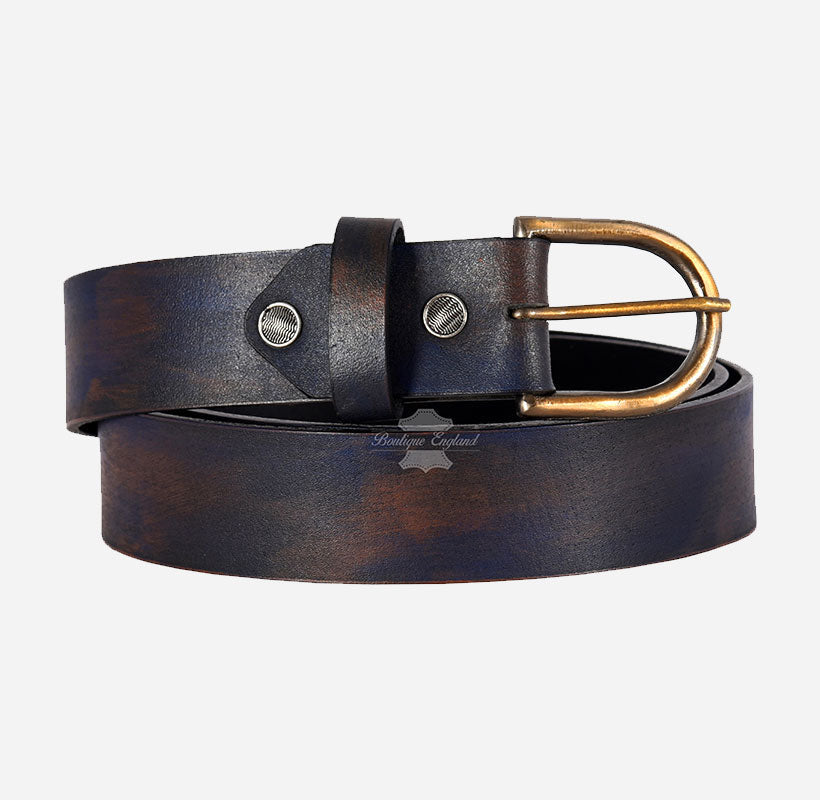 Men's Vintage Buckle Waxed Leather Belt