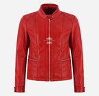 RELISH Women's Red Leather Racer Jacket
