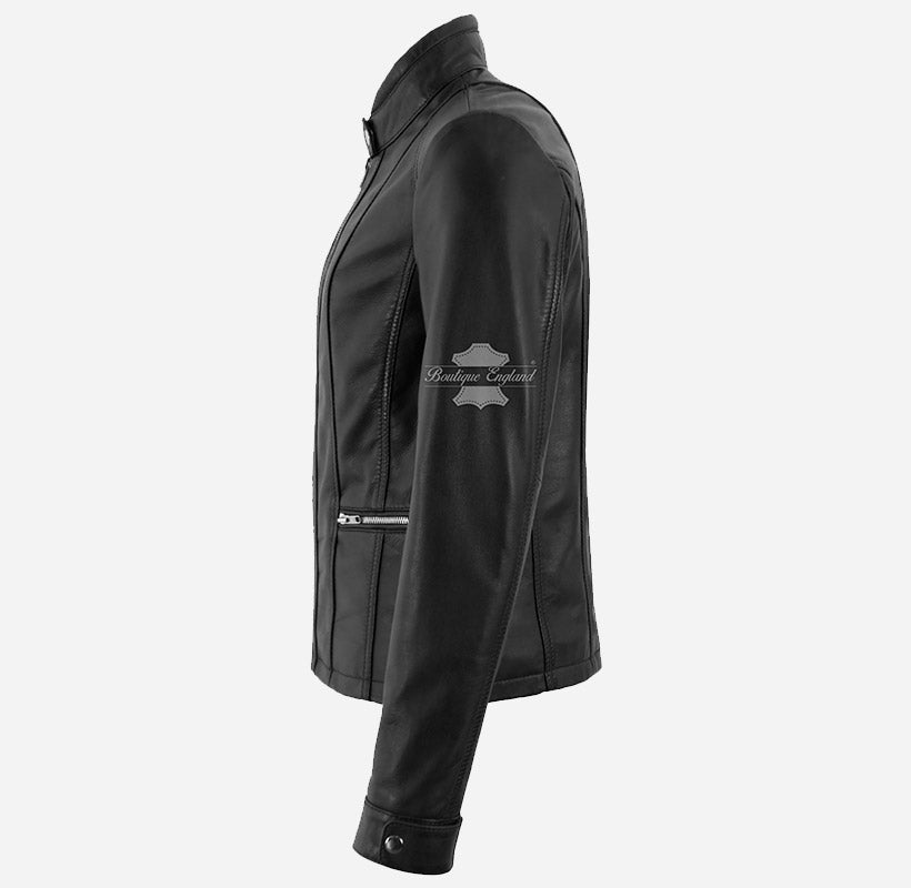 RELISH Women's Black Leather Racer Jacket