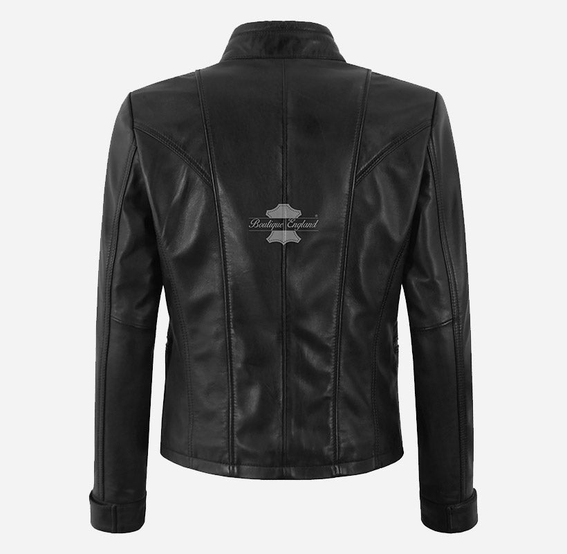 RELISH Women's Black Leather Racer Jacket