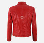 RELISH Women's Red Leather Racer Jacket