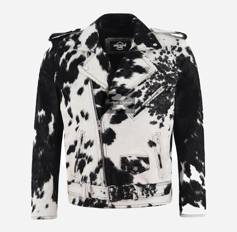 QUAZA Men's Cowhide Leather Fur Jacket