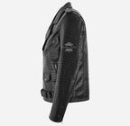 THROTTLE Men's Croc Print Leather Biker Jacket