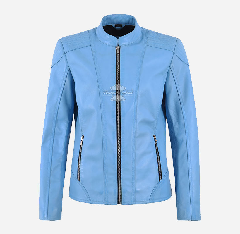 SARNIA Women's Racer Fitted Leather Jacket