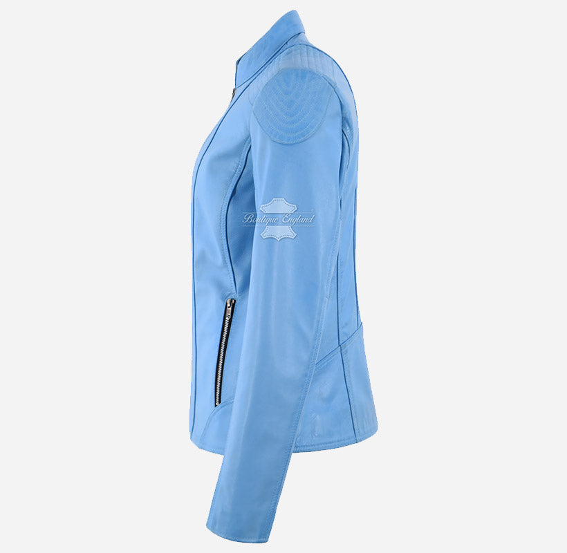SARNIA Women's Racer Fitted Leather Jacket