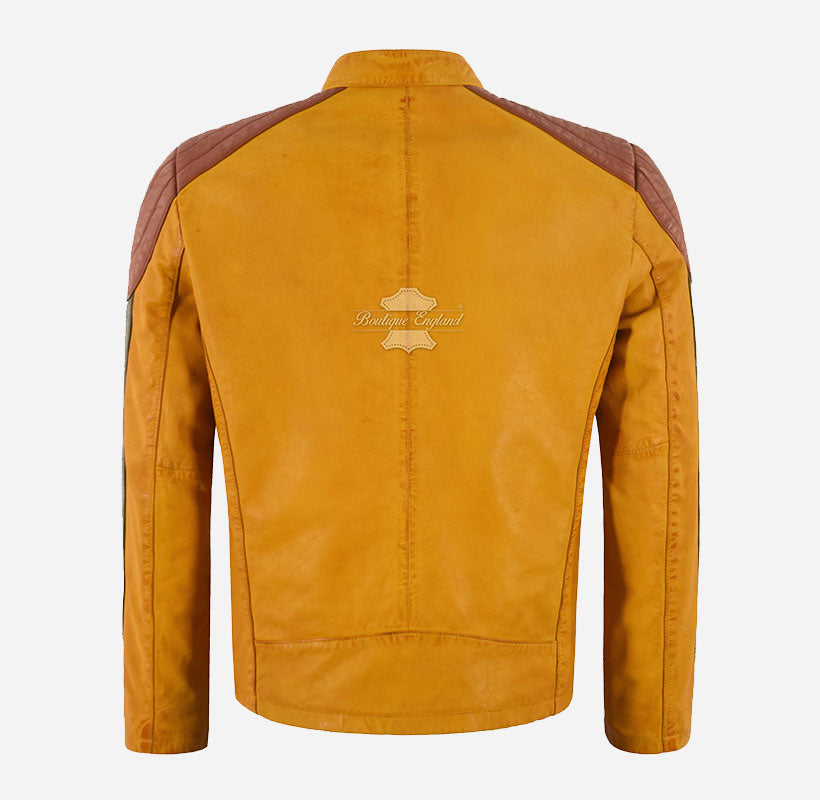 VALOR Men's Leather Racer Jacket Asymmetrical Zip