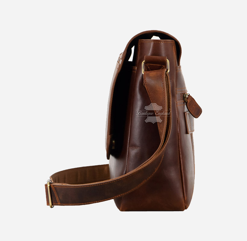Laptop Messenger Bag in Chestnut Crazy Horse Leather
