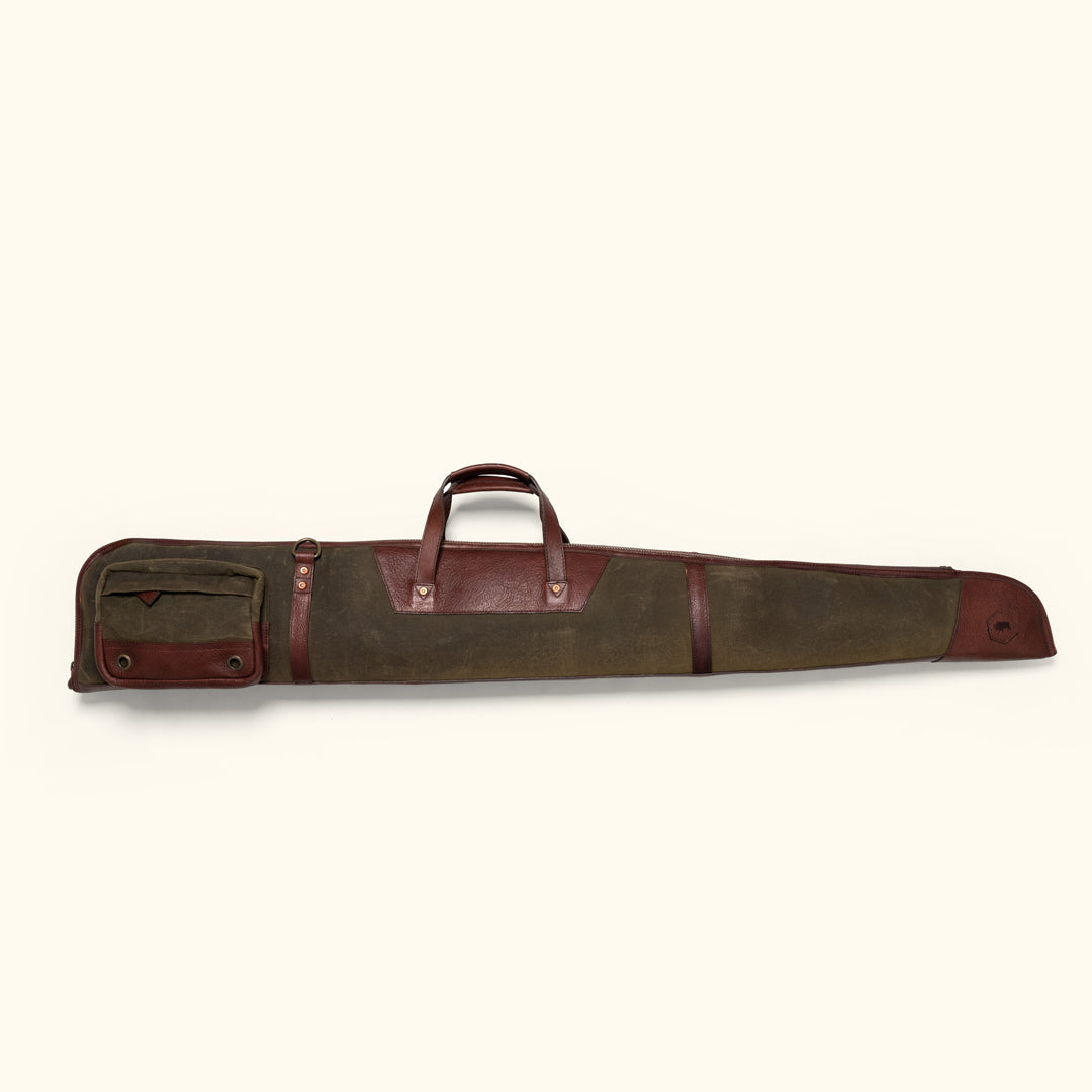 Dakota Waxed Canvas Shotgun Case | Green w/ Dark Briar Leather