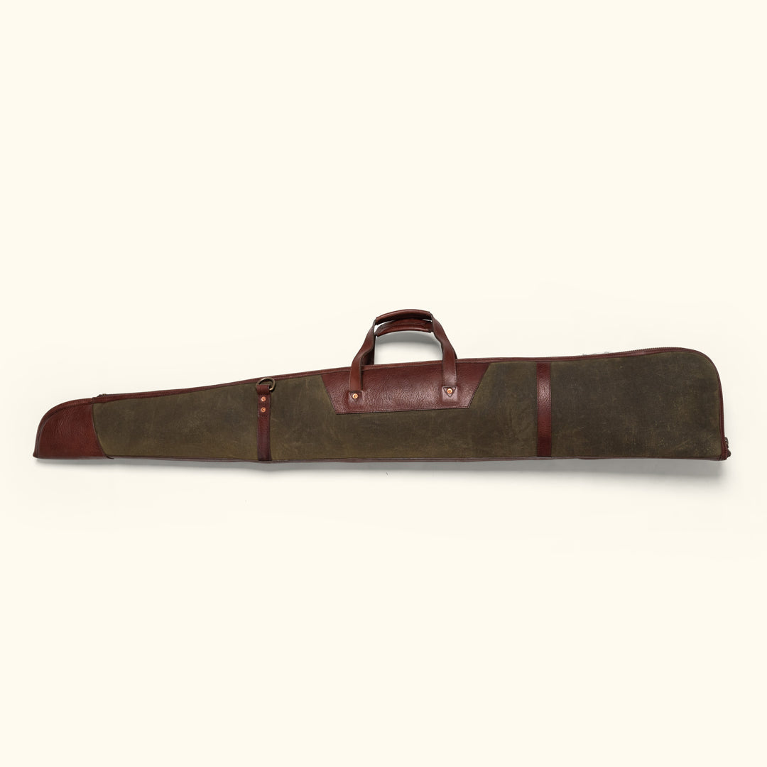 Dakota Waxed Canvas Shotgun Case | Green w/ Dark Briar Leather
