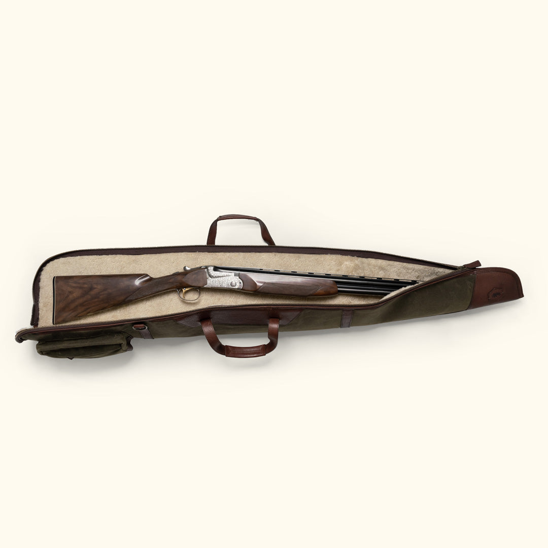 Dakota Waxed Canvas Shotgun Case | Green w/ Dark Briar Leather