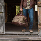 Dakota Waxed Canvas Oversized Weekend Bag | Field Khaki w/ Chestnut Brown Leather