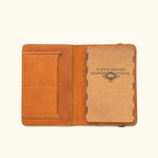 Dakota Leather Field Notes Cover & Passport Travel Wallet, Passport Emboss | Saddle Tan