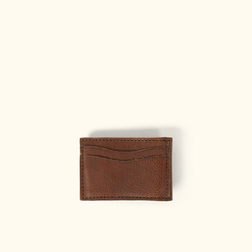 Dakota Leather Magnetic Money Clip Bifold Wallet | Chestnut Brown