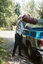 Dakota Waxed Canvas Duffle Bag/Backpack | Field Khaki w/ Chestnut Brown Leather