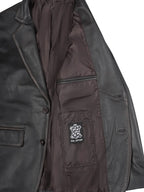 Mens Dark Brown Rub Off Leather Blazer