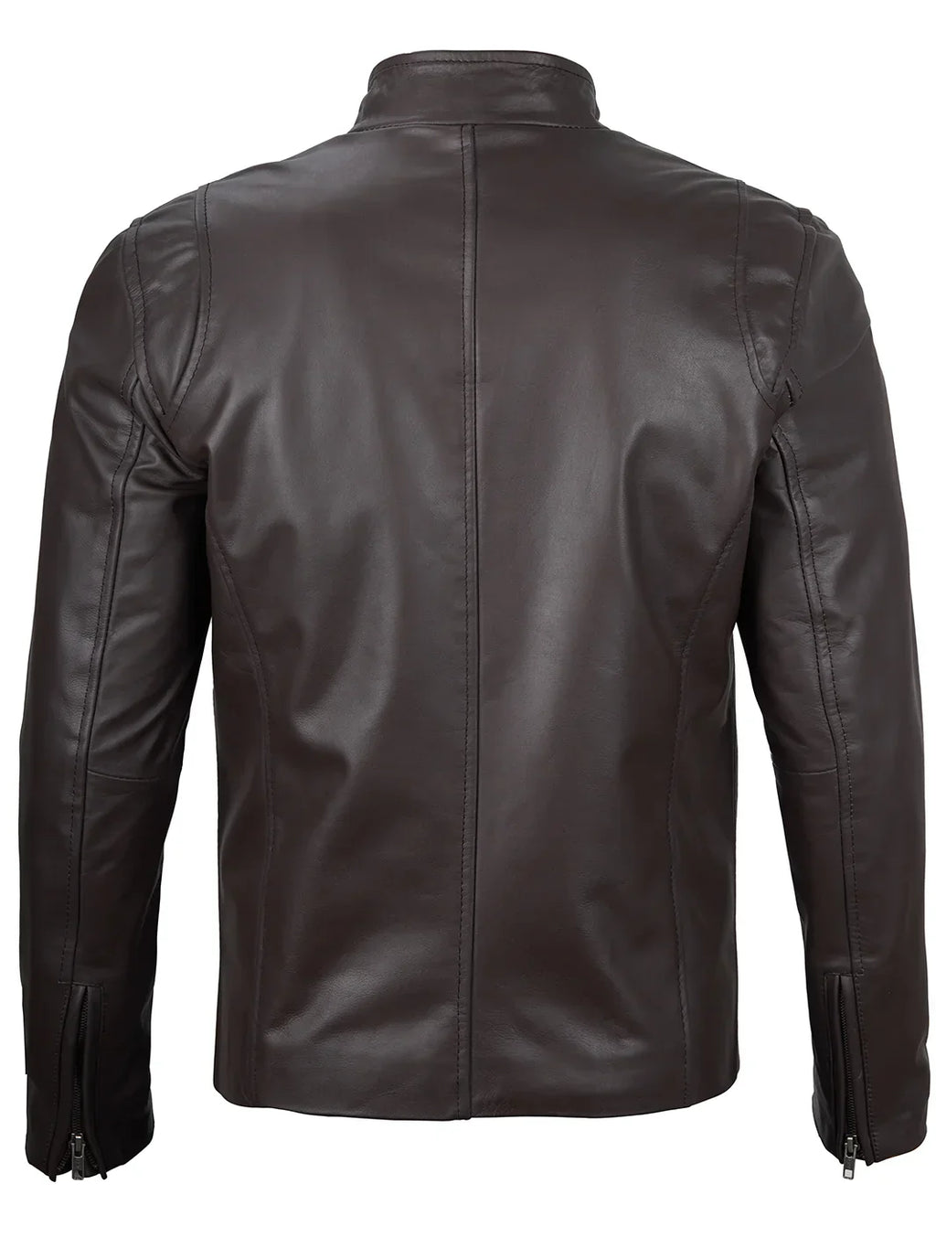 Men's Classic Dark Brown Cafe Racer Real Leather Jacket