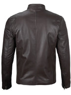Men's Classic Dark Brown Cafe Racer Real Leather Jacket