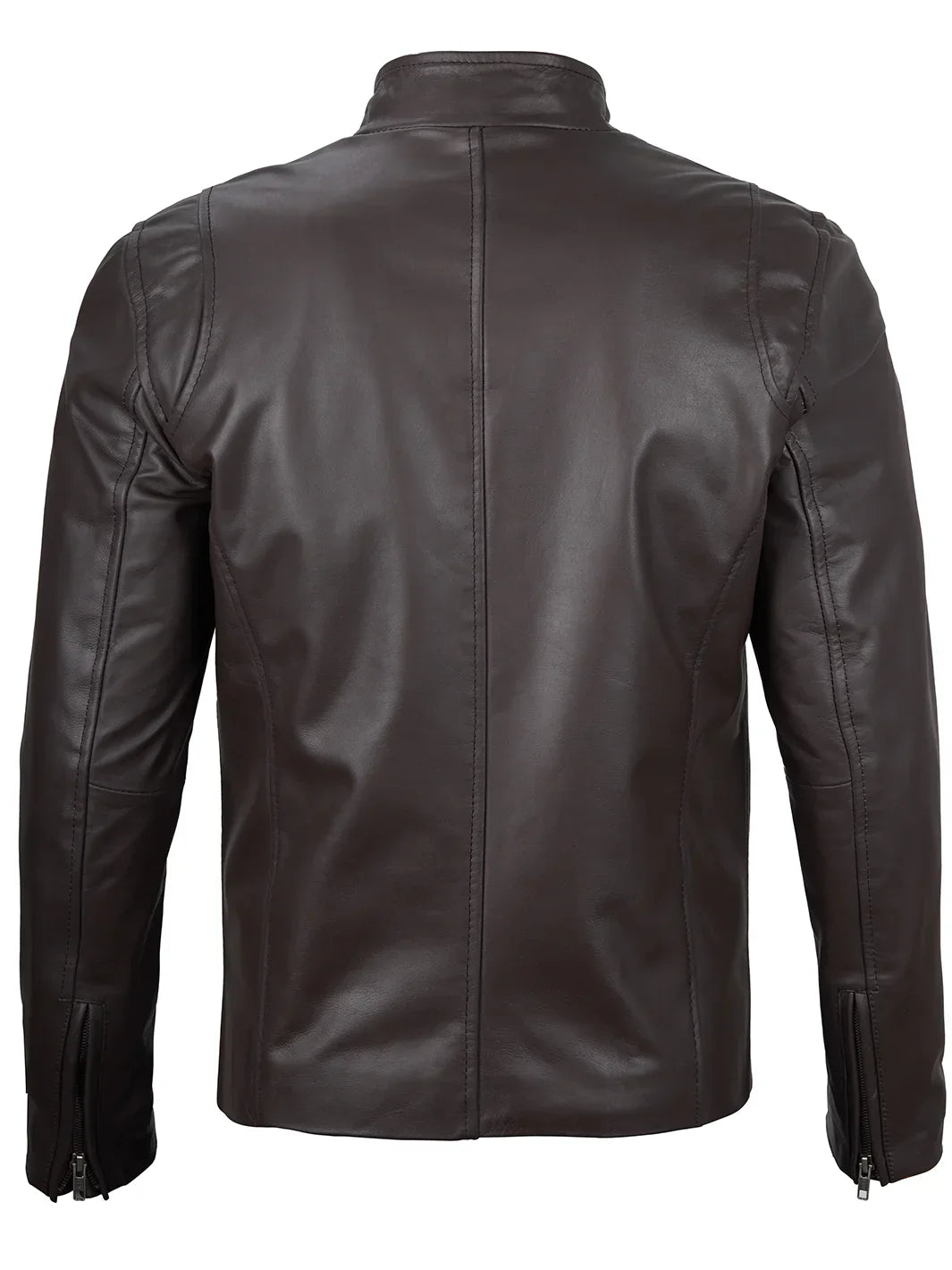 Men's Classic Dark Brown Cafe Racer Real Leather Jacket