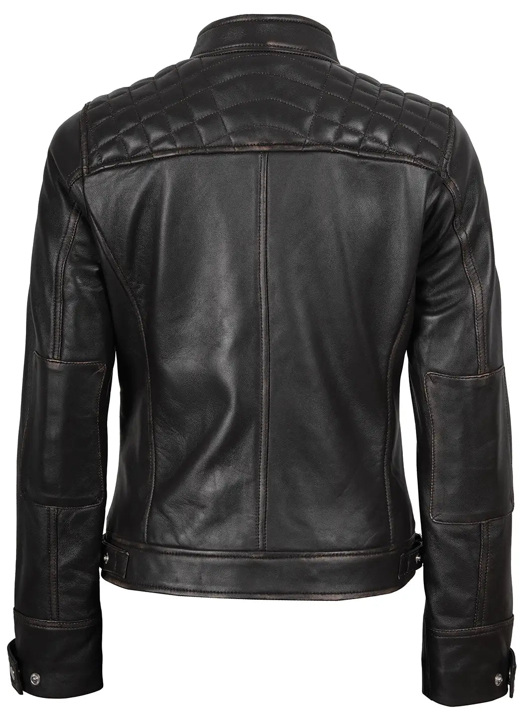 Diamond Women Rub Off Brown Leather Jacket