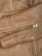 Women's Dodge Camel Brown Cafe Racer Leather Jacket