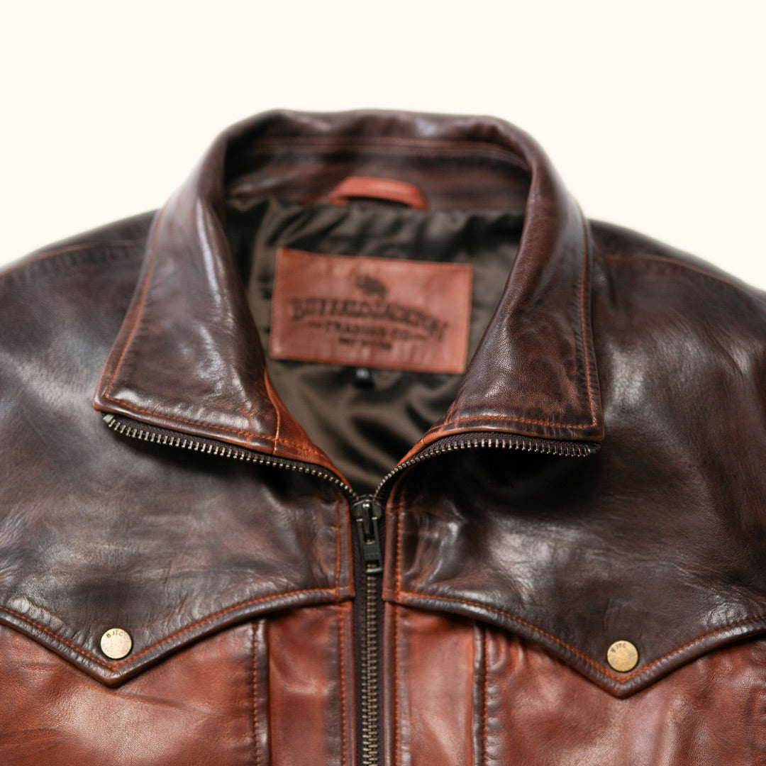 Elkhorn Leather Jacket | Distressed Brown & Chestnut