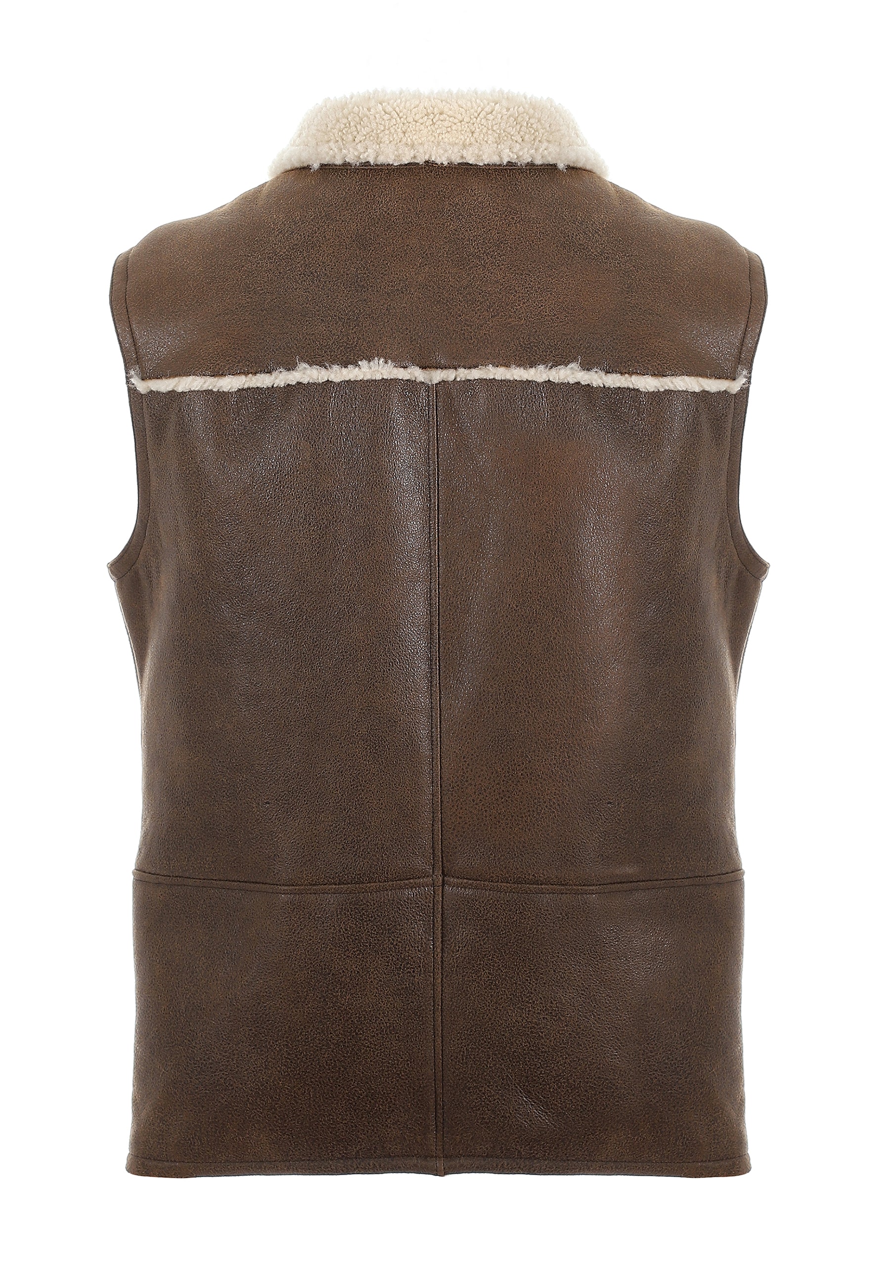 Men's Sheepskin Waistcoat, Vinatge Camel with Beige Curly Wool