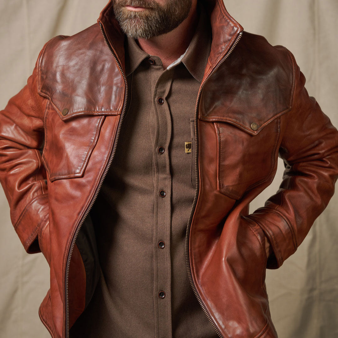 Elkhorn Leather Jacket | Distressed Brown & Chestnut