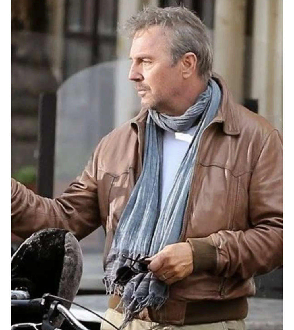 Ethan Renner 3 Days To Kill Kevin Costner Brown Leather Jacket
