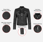 ELORA Ladies Leather Biker Jacket Slim Fit Leather Jacket