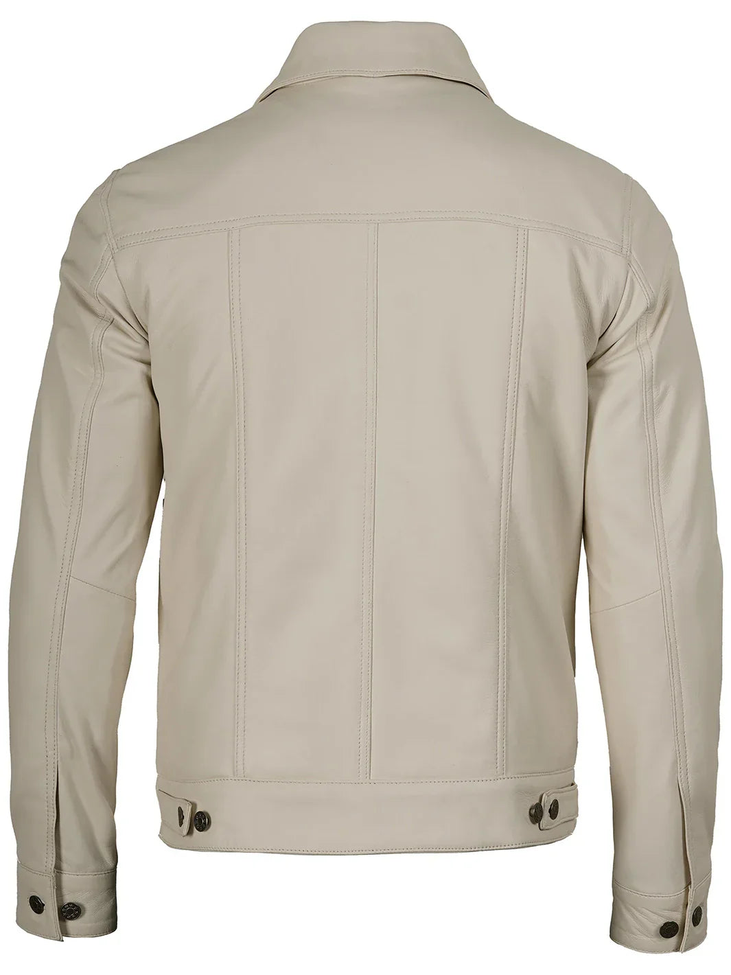 Fernando Men's Off White Leather Trucker Jacket