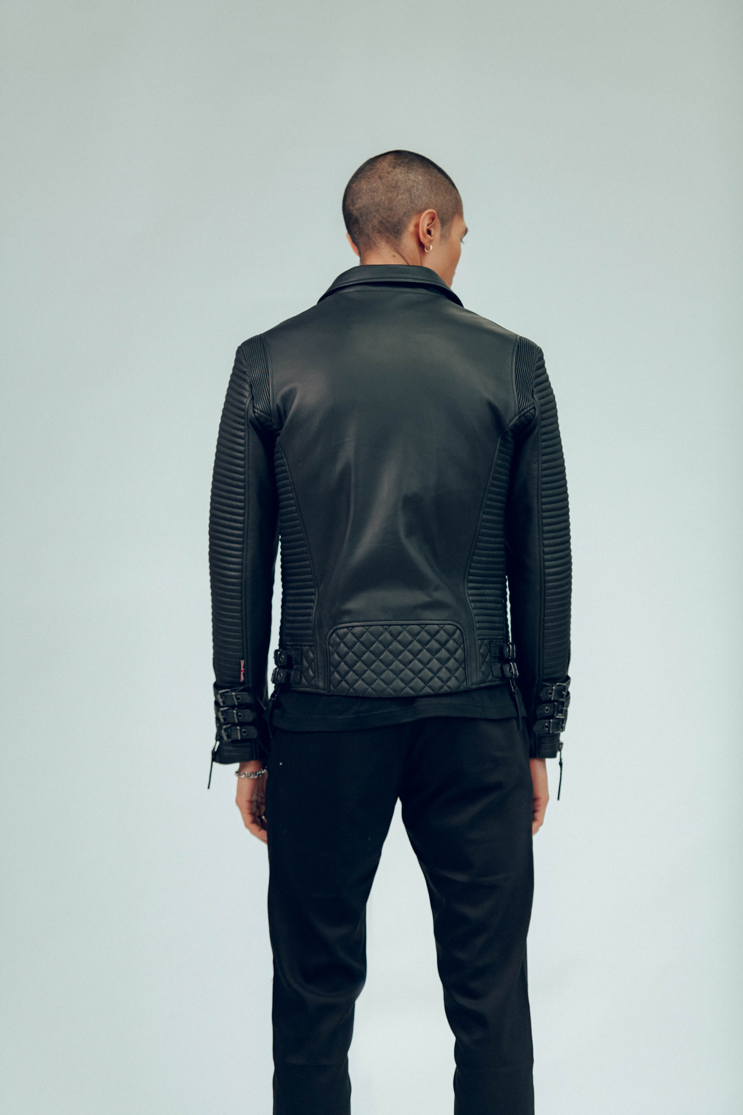 Alexander 3.0 Tall: Matte Black Hardware Leather Jacket (Man)