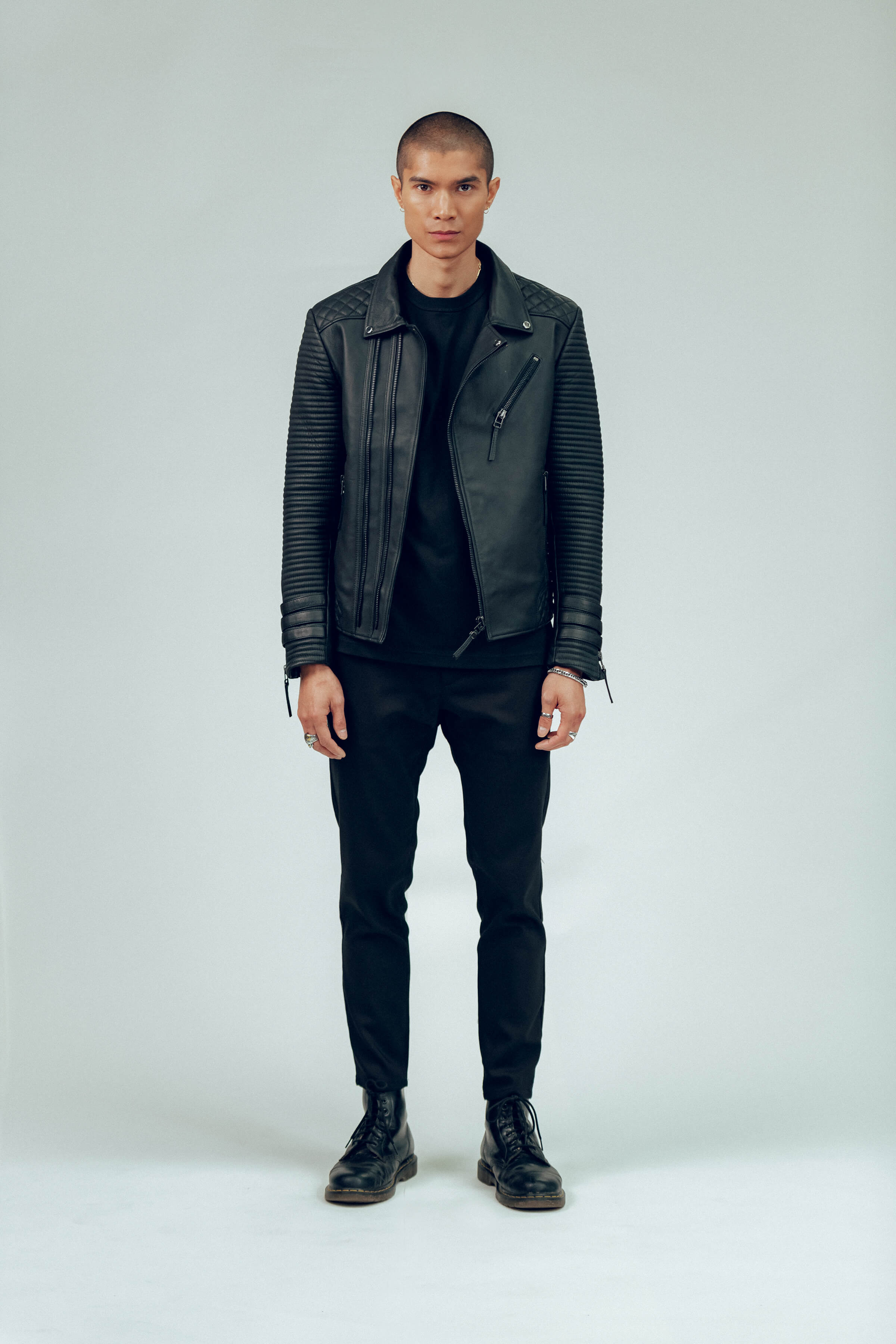 Alexander 3.0 Tall: Matte Black Hardware Leather Jacket (Man)