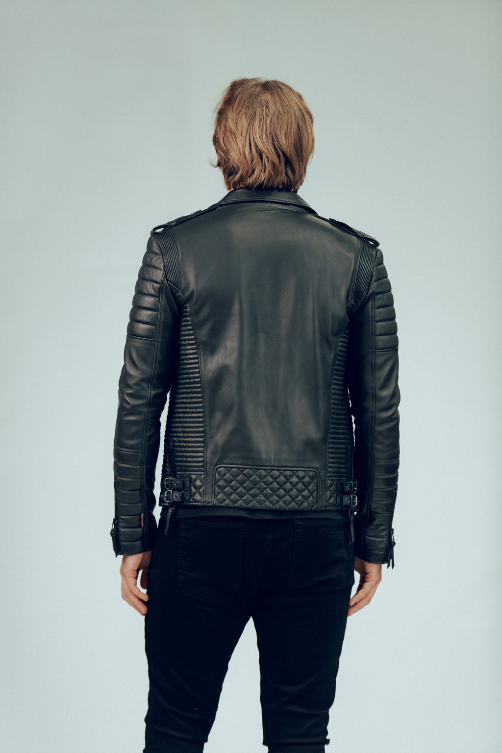 Kay Michaels 2.0 Biker Leather Jacket Gun Metal Hardware Tall (Man)