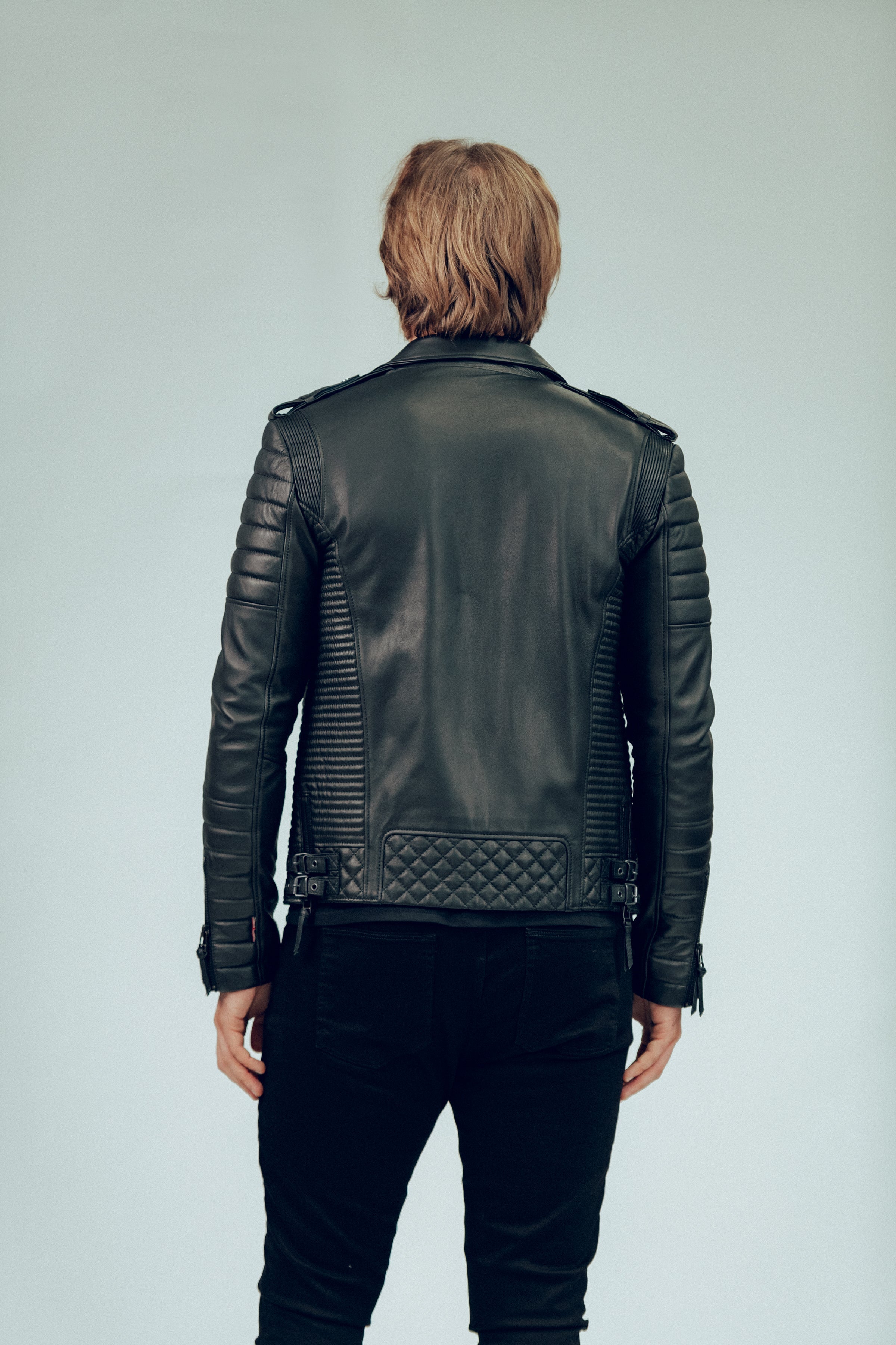 Kay Michaels 2.0 Biker Leather Jacket Gun Metal Hardware Tall (Man)