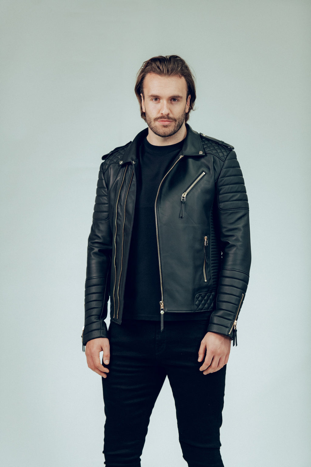 Kay Michaels 2.0 Leather Jacket Gold Hardware Tall (Man)