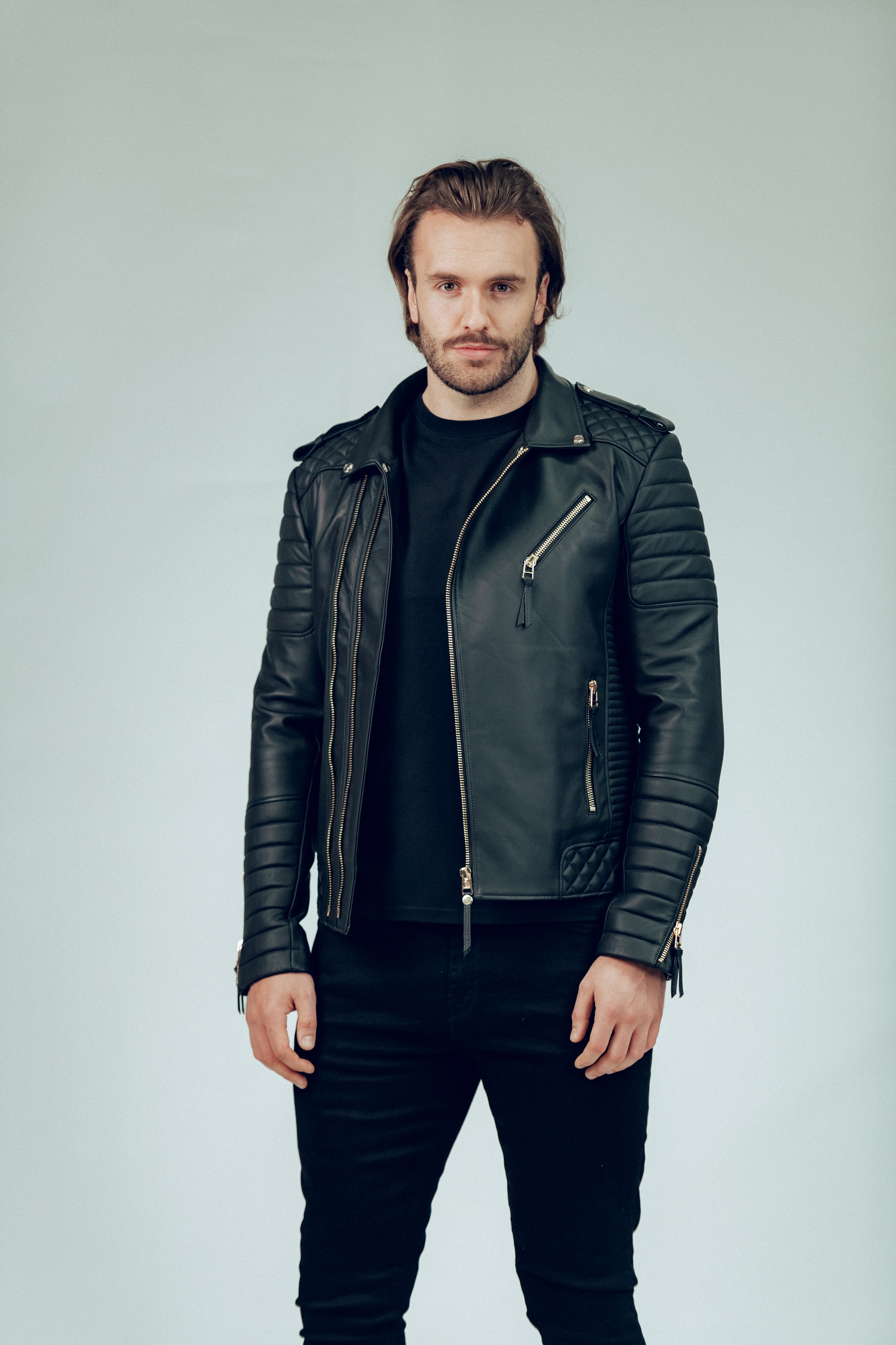 Kay Michaels 2.0 Leather Jacket Gold Hardware Tall (Man)
