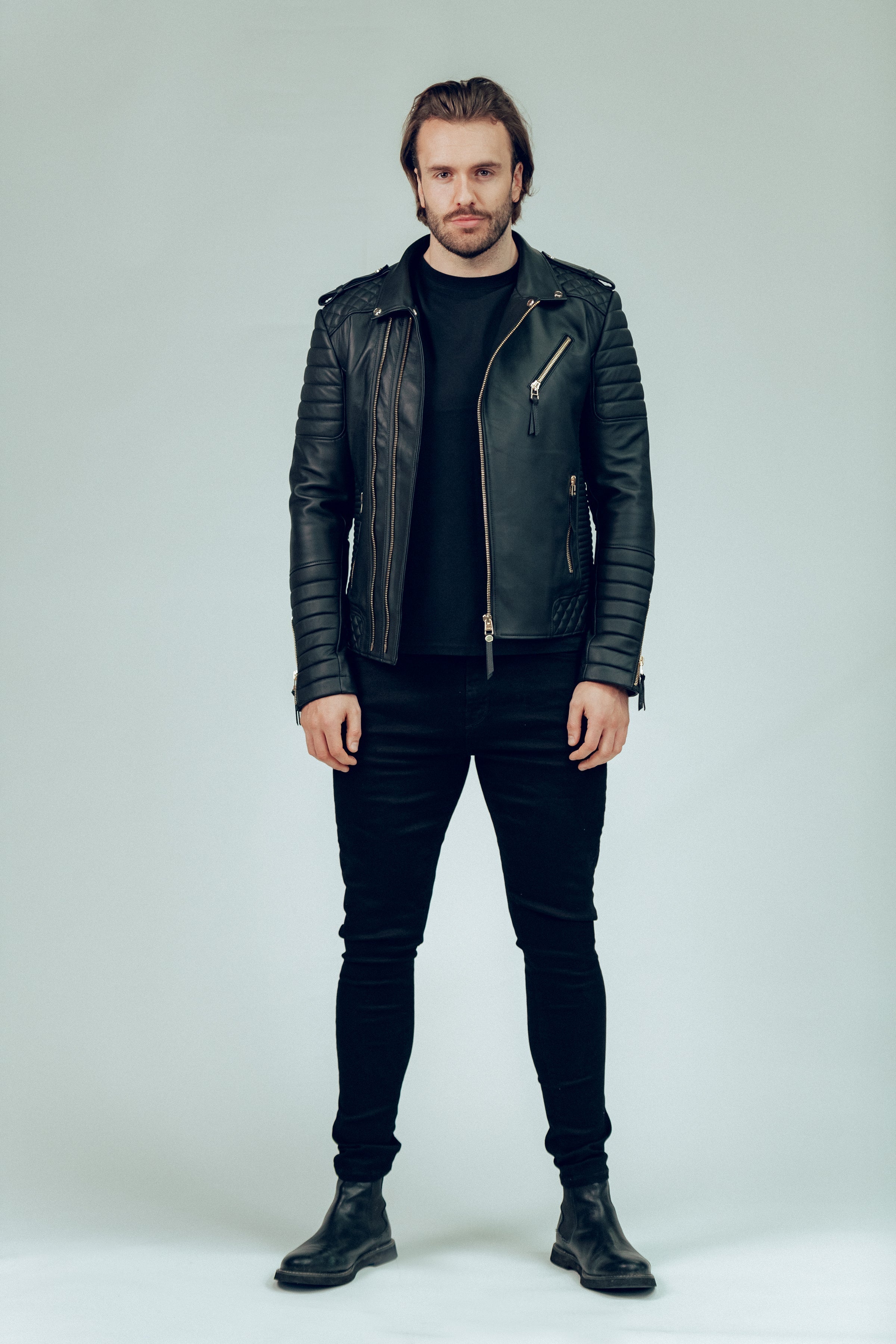 Kay Michaels 2.0 Leather Jacket Gold Hardware Tall (Man)