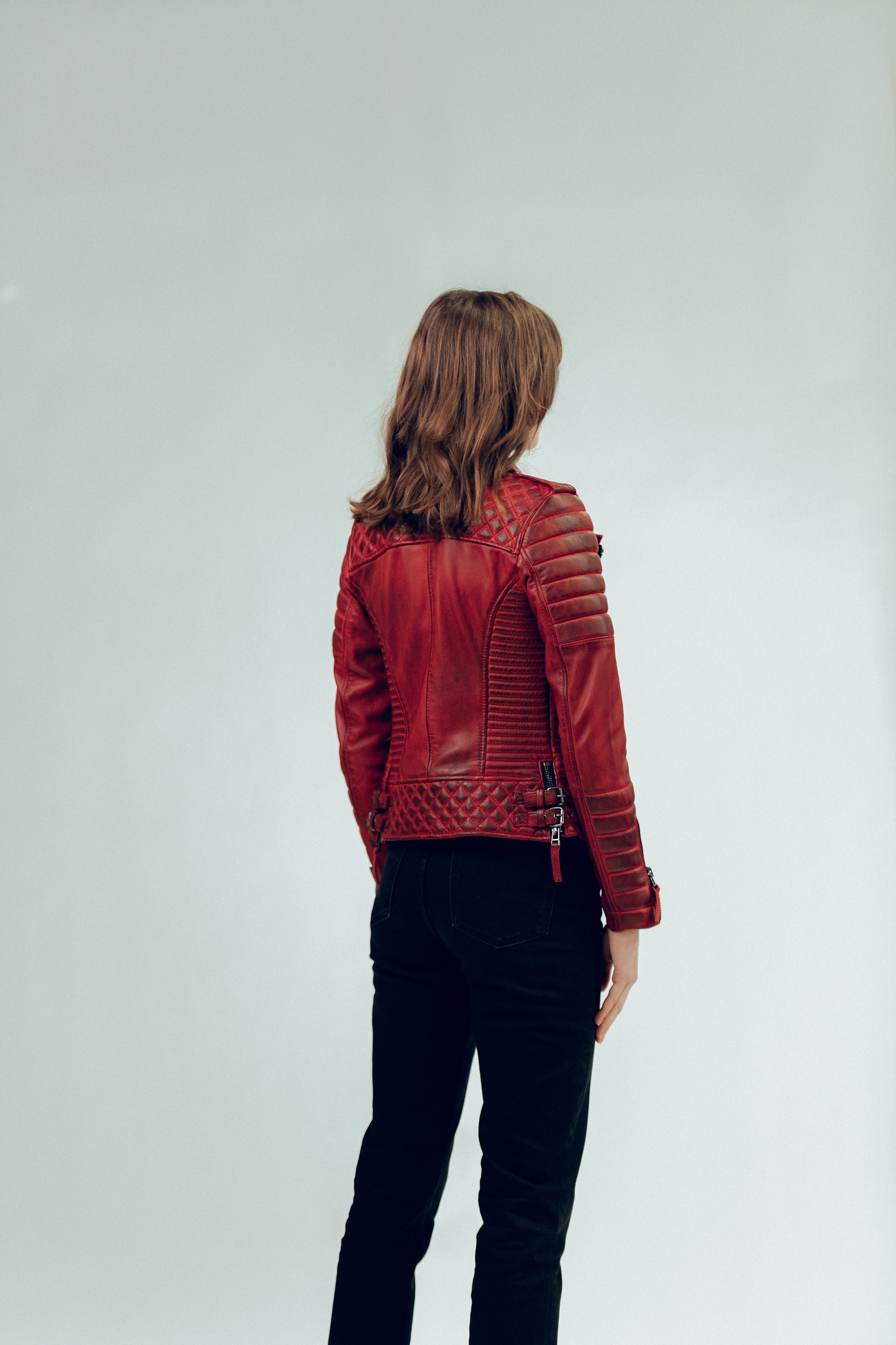 Kay Michaels 3.0: Burnt Red Leather Jacket (Woman)