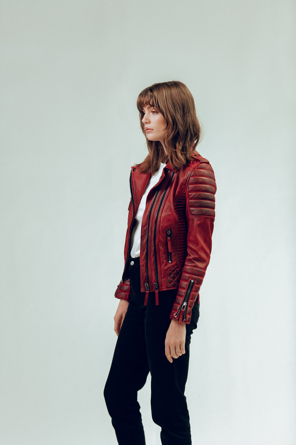 Kay Michaels 3.0: Burnt Red Leather Jacket (Woman)