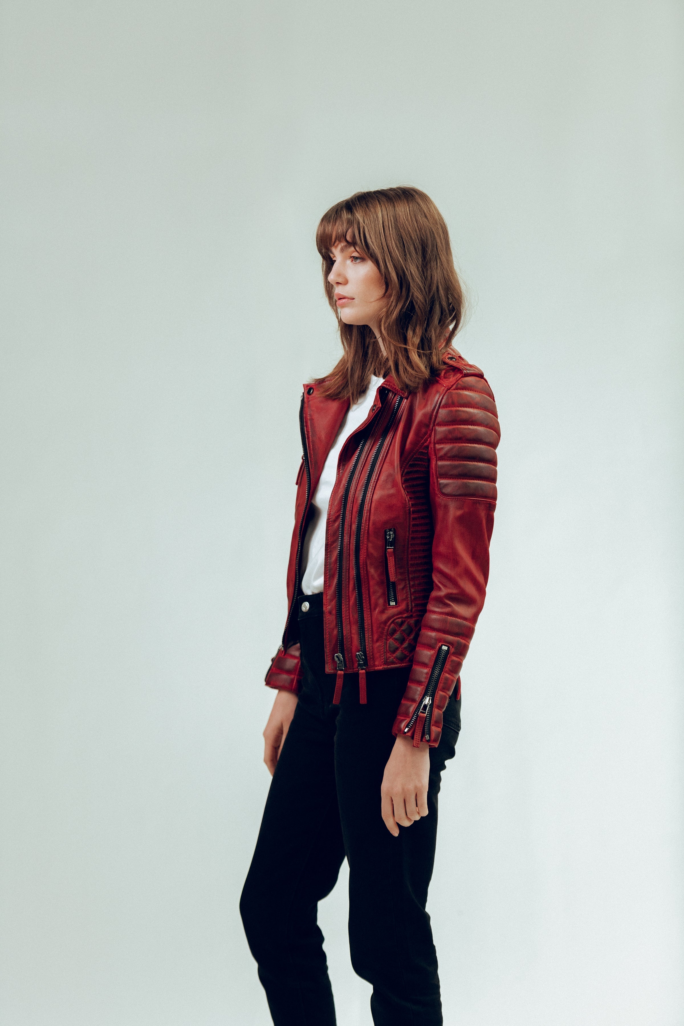 Kay Michaels 2.0: Burnt Red Leather Jacket (Woman)
