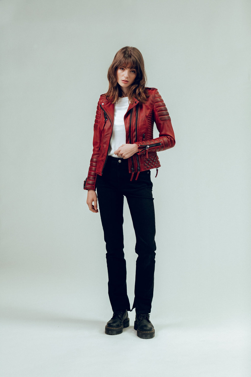 Kay Michaels 3.0: Burnt Red Leather Jacket (Woman)