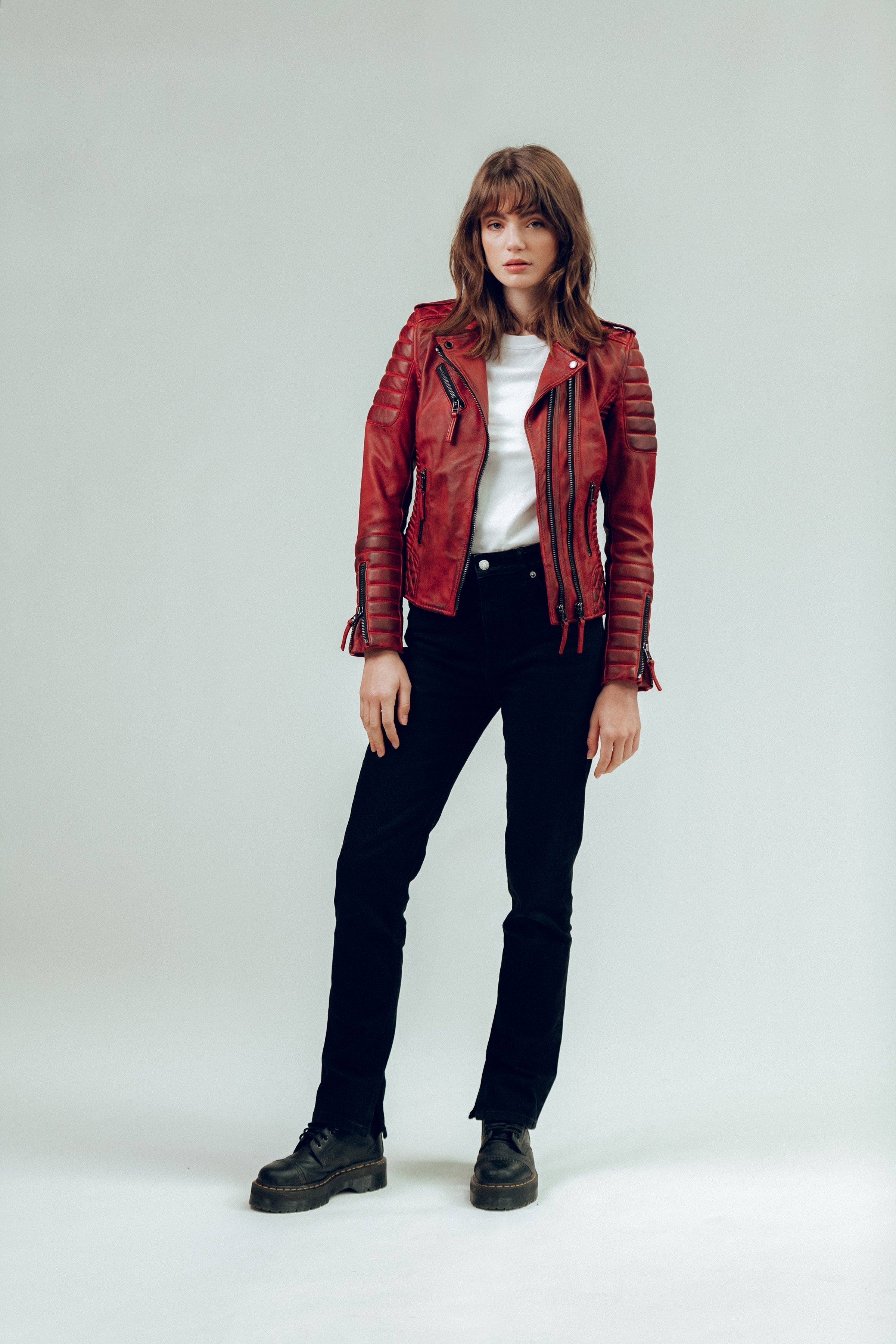Kay Michaels 3.0: Burnt Red Leather Jacket (Woman)