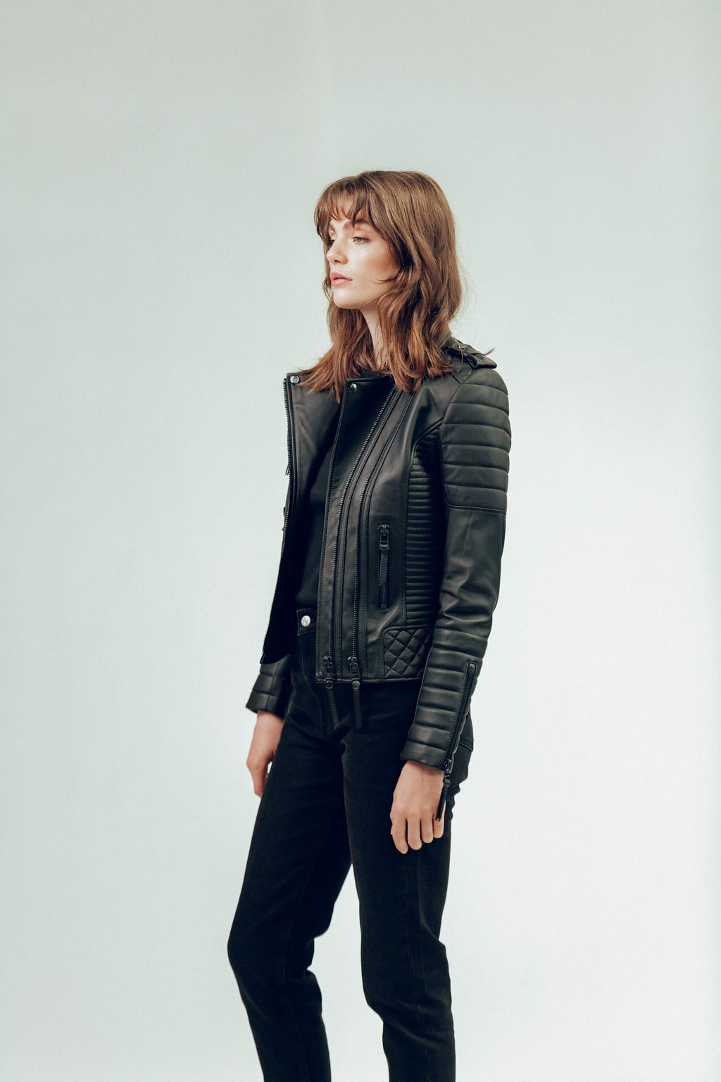 Kay Michaels 2.0 Leather Jacket Gun Metal Hardware (Woman)