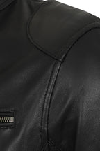 PETER Men's Classic Black Lamb Nappa Leather Jacket - Mandarin Collar