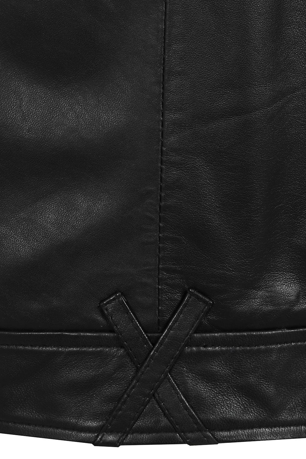 PETER Men's Classic Black Lamb Nappa Leather Jacket - Mandarin Collar