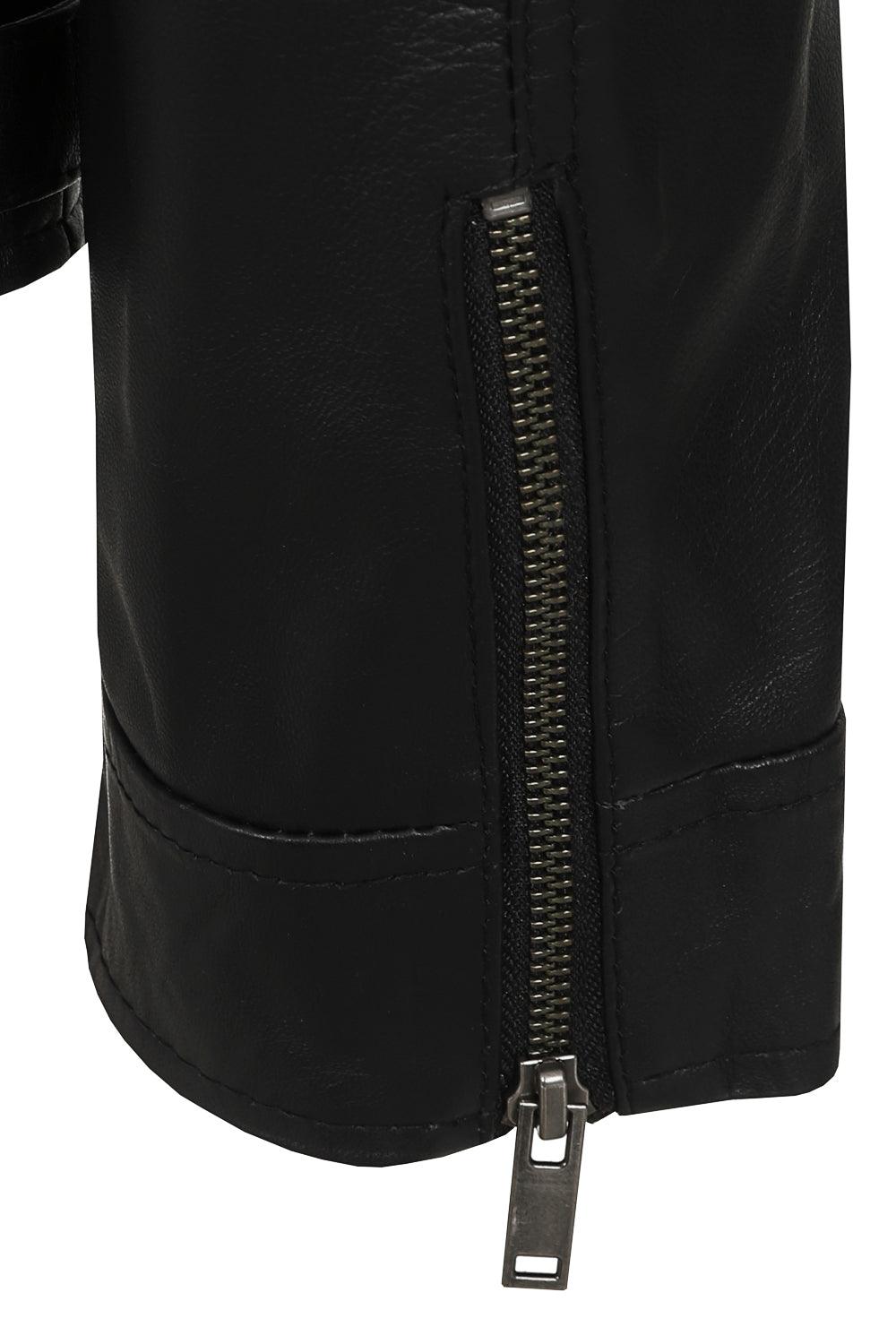 PETER Men's Classic Black Lamb Nappa Leather Jacket - Mandarin Collar