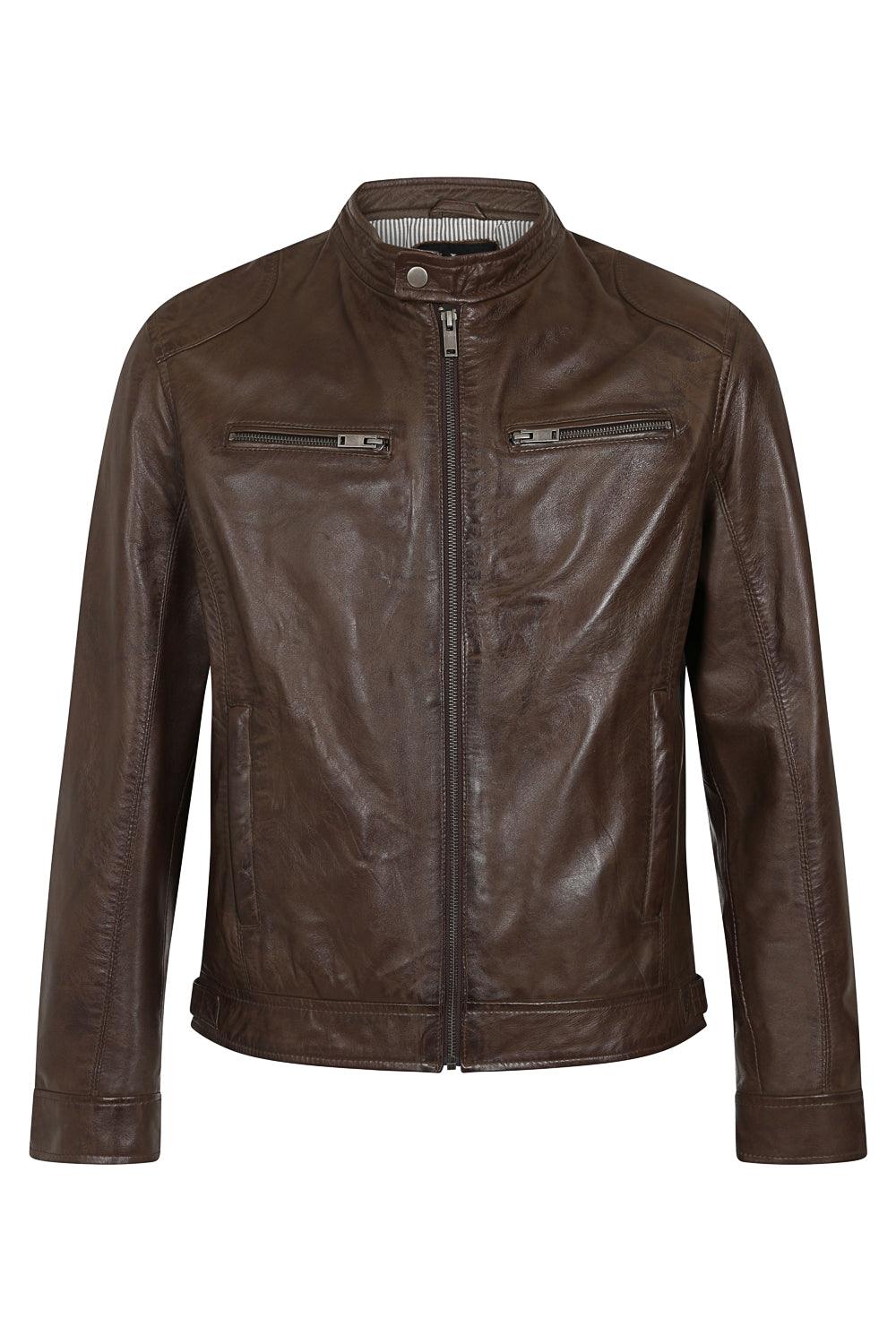 Men's Brown Genuine Nappa Leather Jacket - Classic PETER Style