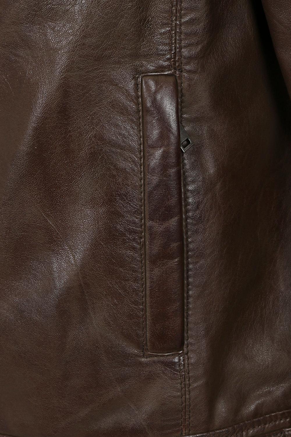 Men's Brown Genuine Nappa Leather Jacket - Classic PETER Style