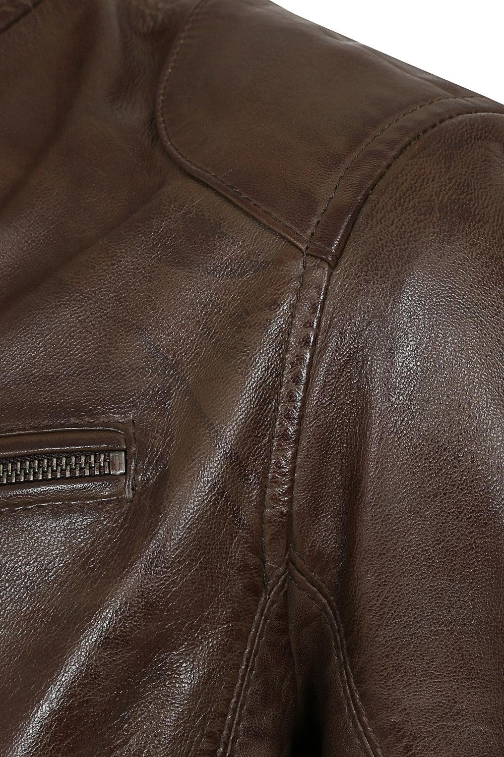 Men's Brown Genuine Nappa Leather Jacket - Classic PETER Style